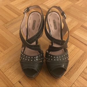 Black Miu Miu heeled studded sandal